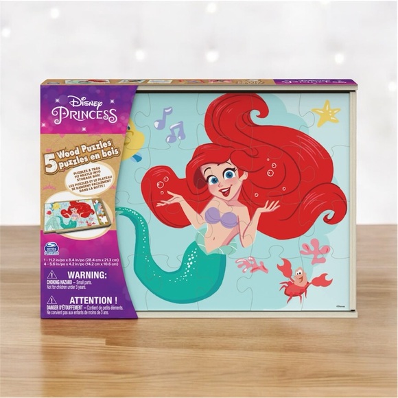 NIP Disney Princess 5 Wood Puzzle Sets - Picture 1 of 7